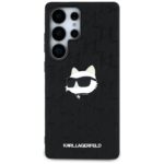 Karl Lagerfeld Leather Monogram Pin Logo Choupette Head Case for Samsung Galaxy S25 Ultra Black - imagine 3