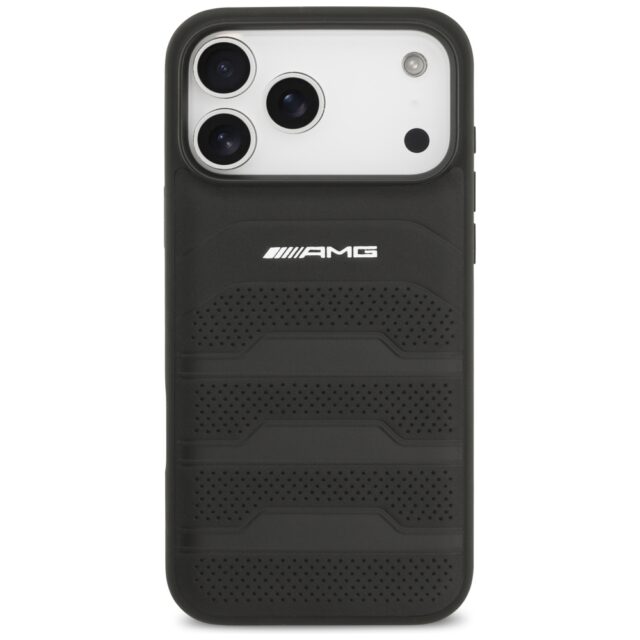 Case AMG Leather Debossed Lines Logo for  iPhone 17 Pro Max black - imagine 3