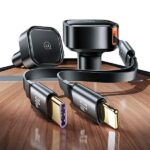 USAMS Car charger with retractable cable 1xUSB-C+1x Lightning C41 PD 30W Fast Charge black/black CC2 - imagine 6