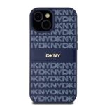 DKNY DKHCP15SPRTHSLB iPhone 15 / 14 / 13 6.1 inch blue hardcase Leather Mono Stripe & Metal Logo - imagine 3