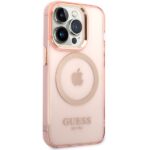 Guess GUHMP14XHTCMP iPhone 14 Pro Max 6,7" pink hard case Gold Outline Translucent MagSafe - imagine 4