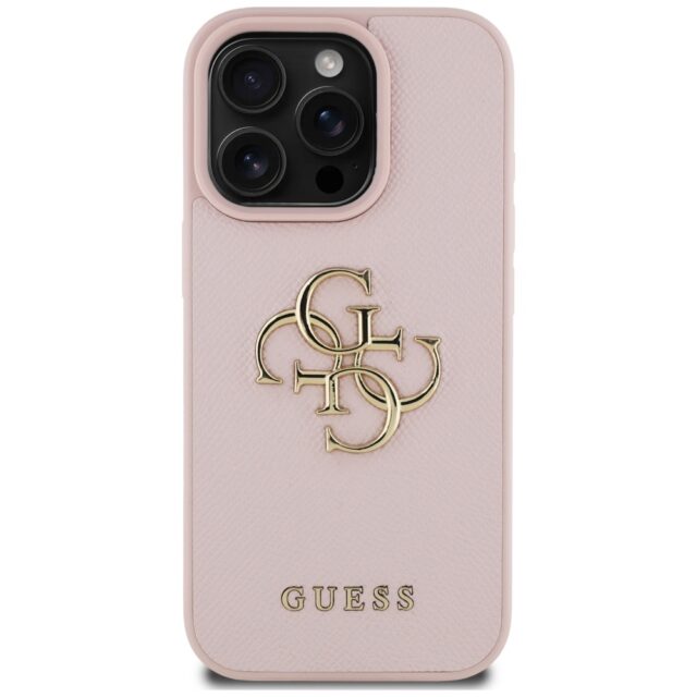 Case Guess Grained Big 4G Logo Small Classic Logo for iPhone 16 Pro pink - imagine 3