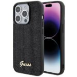 Guess GUHCP15LPMSDGSK iPhone 15 Pro 6.1" black hardcase Disco Metal Script