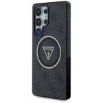 Case Guess 4G Glitter Triangle Buttons MagSafe for Samsung Galaxy S25 Ultra black - imagine 2