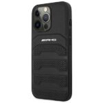 AMG AMHCP14XGSEBK iPhone 14 Pro Max 6.7" black hardcase with Leather Debossed Lines - imagine 2