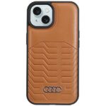 Audi Synthetic Leather MagSafe iPhone 15 / 14 / 13 6.1" brown hardcase AU-TPUPCMIP15-GT/D3-BN