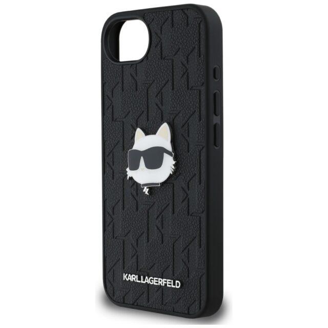 Case Karl Lagerfeld Monogram Choupette Head Pin for iPhone 16e black - imagine 6