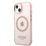 Guess GUHMP13MHTCMP iPhone 13 / 14 / 15 6.1" pink hard case Gold Outline Translucent MagSafe - imagine 2