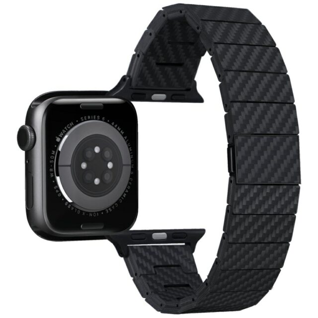 Band PITAKA Carbon Fiber Modern for Apple Watch 1/2/3/4/5/6/7/8/9/10/11/SE/SE 3/Ultra1/2/3 black - imagine 6
