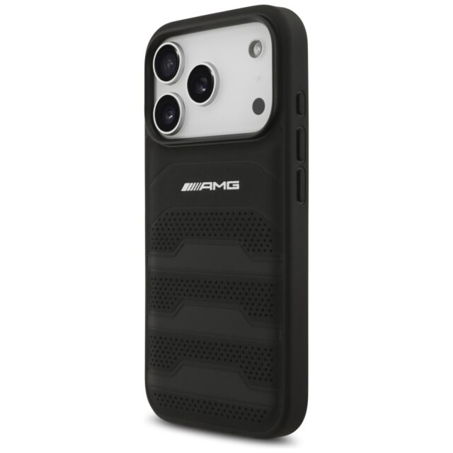Case AMG Leather Debossed Lines Logo for iPhone 17 Pro black - imagine 2