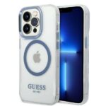 Guess GUHMP14LHTRMB iPhone 14 Pro 6,1" blue hard case Metal Outline Magsafe