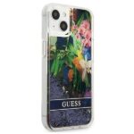 Guess GUHCP13MLFLSB iPhone 13 / 14 / 15 6,1" blue hardcase Flower Liquid Glitter - imagine 2
