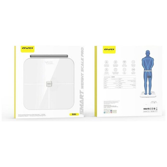 AWEI SS1 Multifunctional Body Scale Bluetooth 5.0 500mAh White - imagine 7