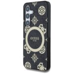 Case Guess 4G Background Gold Electroplated Peony Pattern MagSafe for Samsung Galaxy S25 black - imagine 2
