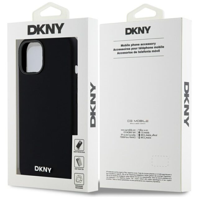 DKNY DKHMP14SSMCHLK iPhone 14 / 15 / 13 6.1" black hardcase Liquid Silicone Small Metal Logo MagSafe - imagine 8