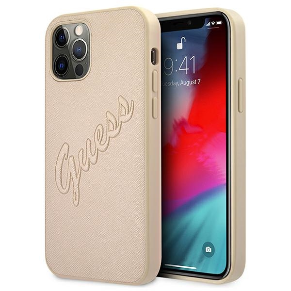 cps-b64e375d930d8c10ebc8d340a13445e9-2025-12-06-13-01-00 Guess GUHCP12LRSAVSLG iPhone 12 Pro Max 6,7" gold hardcase Saffiano Vintage Script - imagine 1