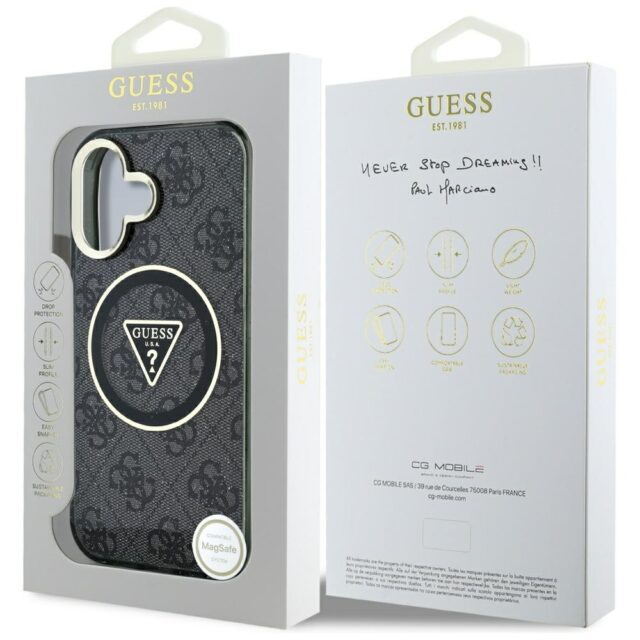 Case Guess IML Metal Glitter 4G Circle Triangle MagSafe for iPhone 16 black - imagine 8