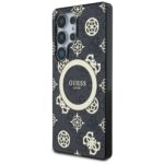 Case Guess 4G Background Gold Electroplated Peony Pattern MagSafe for Samsung Galaxy S25 Utra black - imagine 2