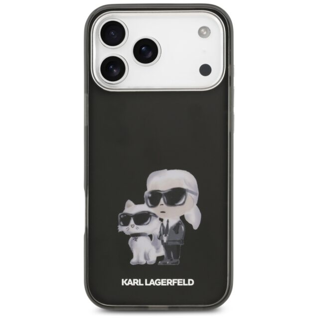 Karl Lagerfeld IML Aquarelle Karl & Choupette & Logo MagSafe Case for iPhone 17 Pro Black - imagine 3