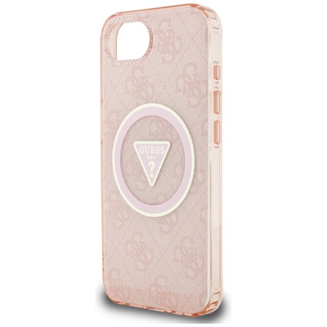 Case Guess IML Metal Glitter 4G Circle Triangle MagSafe for iPhone 16e pink - imagine 6