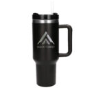 Black Forest | Thermo mug with straw | thermos with handle, 1200ml, black