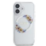 Guess GUHMP16SHFWFCT iPhone 16 6.1" transparent hardcase IML Flowers Wreath MagSafe - imagine 3