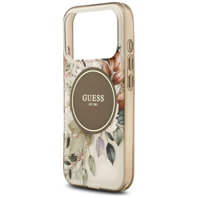 Guess IML Flower & Tonal Circle MagSafe Case for iPhone 17 Pro Max Brown - imagine 6