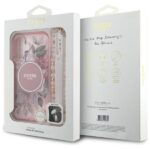 Guess GUHMP16MHFWBRCESP iPhone 16 Plus 6.7" pink hardcase IML Flowers With Pearl Strap MagSafe - imagine 6