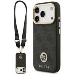 Guess 4G Strass Logo & Big Strap Metal Buttons MagSafe Case for iPhone 17 Pro Black
