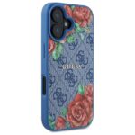 Guess GUHMP16SP4ROPEMCB iPhone 16 6.1" blue hardcase 4G Flowers Print MagSafe - imagine 4