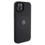 Mercedes MEHMP15S23RMMK iPhone 15 / 14 / 13 6.1" Black Hardcase Crossed Lines Pattern Leather MagSaf - imagine 4