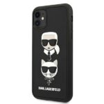 Karl Lagerfeld KLHCN61IK3DKC iPhone 11 6,1" / Xr black hardcase 3D Rubber Karl`s&Choupette - imagine 2