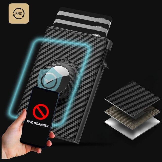 Portfel MajesticLine RFID z miejscem na   lokalizator czarny - imagine 4