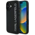 Case Karl Lagerfeld HC 3D Rubber Elongated Glitter for iPhone 16 black