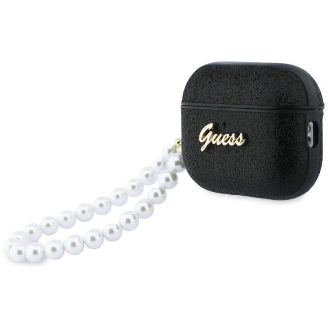 Case Guess Glitter Pearl Strap for  AirPods Pro 3 black - imagine 3