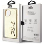 Case Karl Lagerfeld Wrinkled Metal Signature for iPhone 15 gold - imagine 8