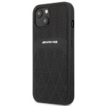 AMG AMHCP13MOSDBK iPhone 13 / 14 / 15 6.1" black hardcase with Leather Curved Lines - imagine 2
