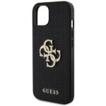 Guess GUHCP15SPSP4LGK iPhone 15 / 14 / 13 6.1" black hardcase Leather Perforated 4G Glitter Lo - imagine 6