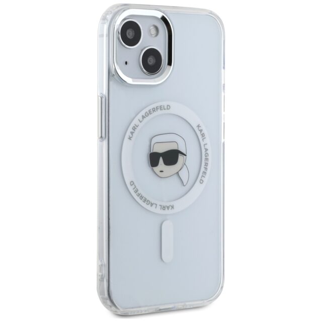 Case Karl Lagerfeld IML Metal Karl Head MagSafe for iPhone 15 white - imagine 4