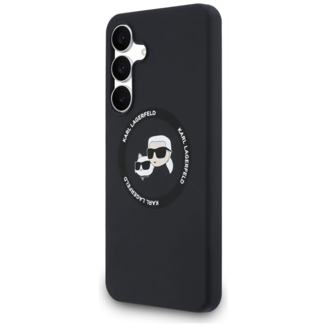 Case Karl Lagerfeld Silicone Karl&Choupette Heads MagSafe for Samsung Galaxy S25 FE black - imagine 2