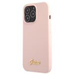 Guess GUHCP13XLSLMGLP iPhone 13 Pro Max 6.7" light pink hardcase Silicone Script Gold Log - imagine 2