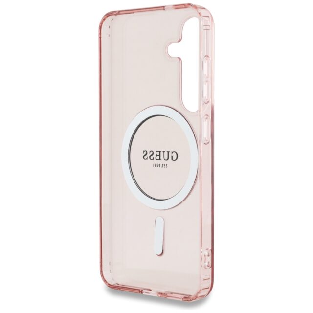Case Guess Glitter Circle Classic Logo MagSafe for Samsung Galaxy S25 pink - imagine 7