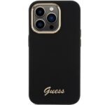 Guess GUHCP15XSMBSLK iPhone 15 Pro Max 6.7" black hardcase Silicone Script Metal Logo & Frame - imagine 3
