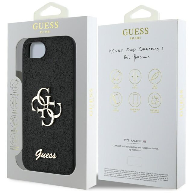 Case Guess Fixed Glitter Big 4G for iPhone 16e black - imagine 8