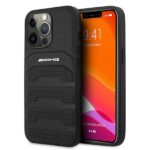 AMG AMHCP13LGSEBK iPhone 13 Pro / 13 6,1" black hardcase Leather Debossed Lines
