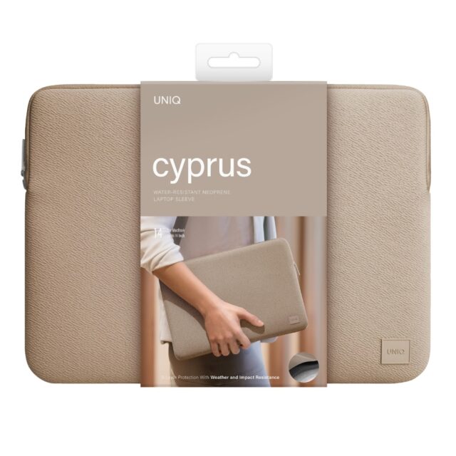 UNIQ bag Cyprus laptop Sleeve 14" nude brown water-resistant neoprene - imagine 6