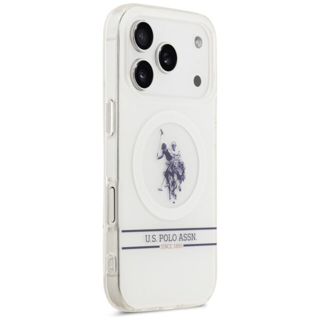 US Polo DH and Bottom Stripe Logo MagSafe Case for iPhone 17 Pro White - imagine 4