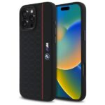 BMW BMHMP16X23SHER iPhone 16 Pro Max 6.9" black hardcase Silicone Hexagon Red Line MagSaf