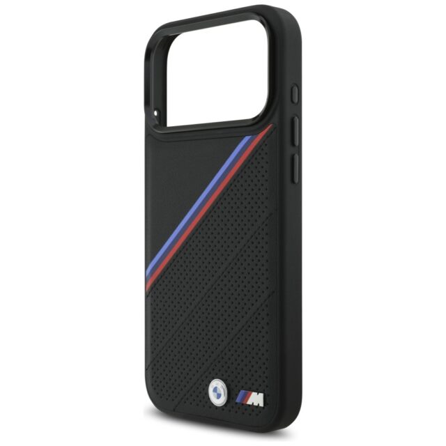 BMW M Tricolor Metal Logo MagSafe Case for iPhone 17 Pro Max Black - imagine 6