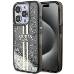 Guess GUHCP15LLFCSEGK iPhone 15 Pro 6.1" black hardcase Liquid Glitter Gold Stripes